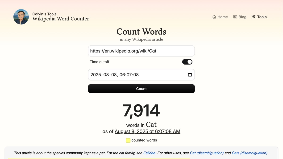 Wikipedia Word Counter